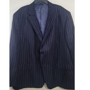 Ralph Lauren Sports Coat Mens 3XL Silk Shell Blue With White Pin Stripes